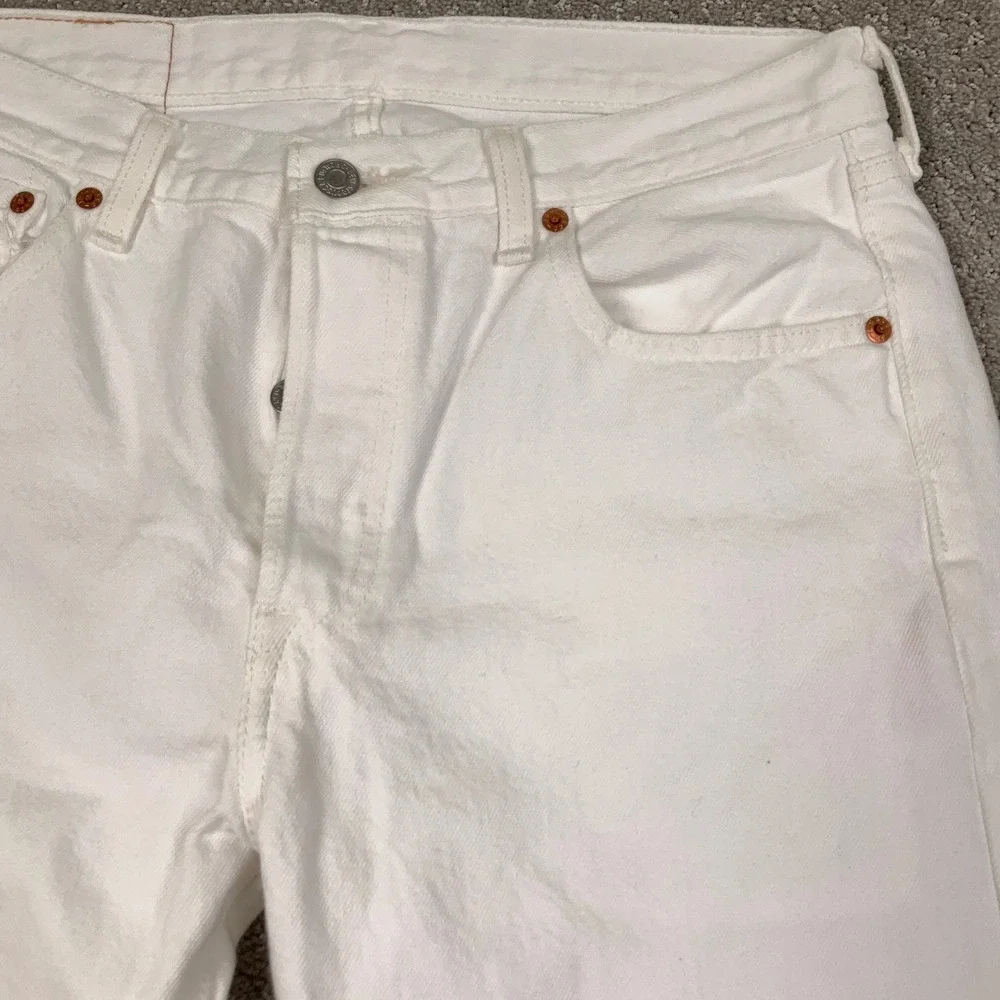 Levi's 501 Jeans Mens 30W 30L White Button Fly Straight Leg Coastal  Denim